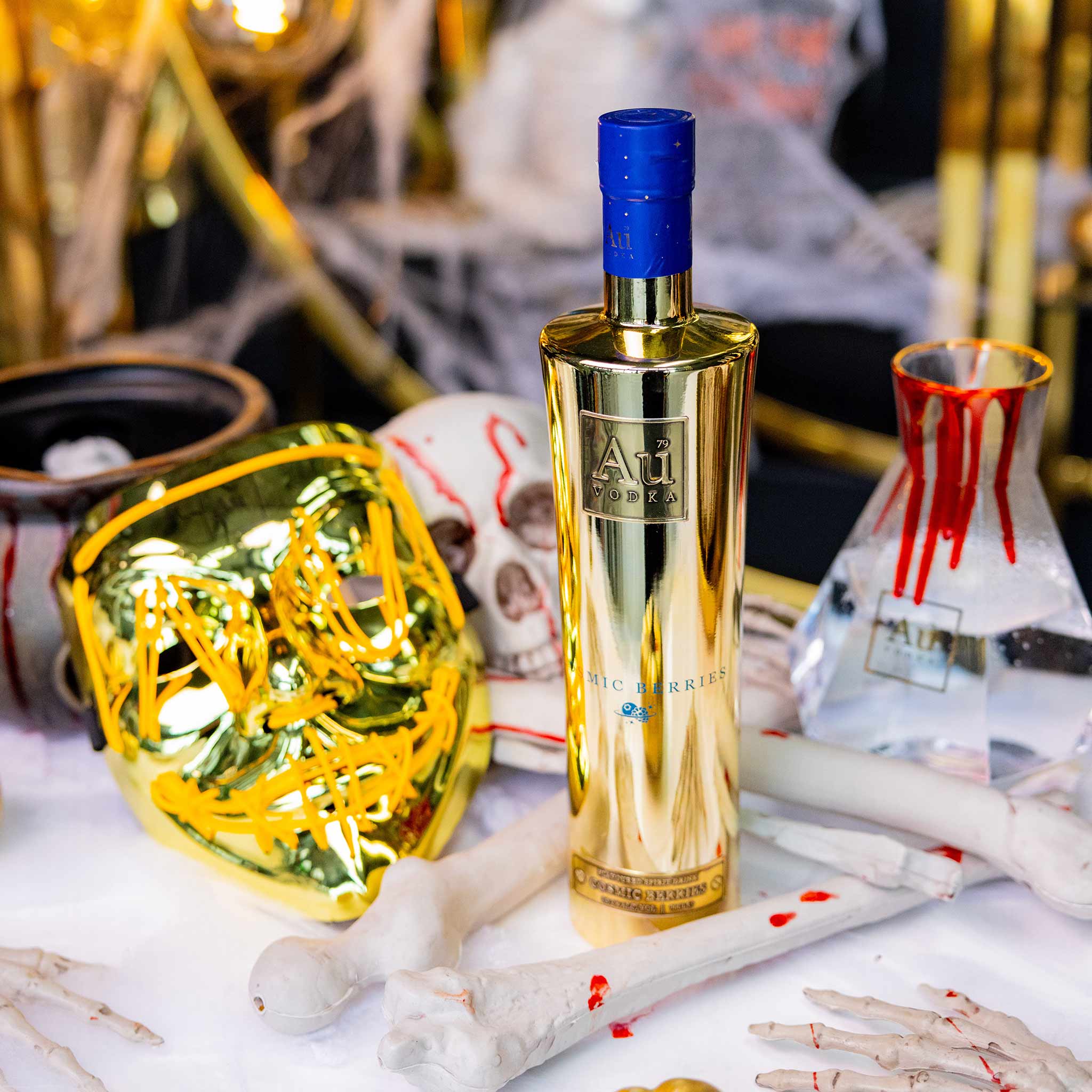 Au Vodka 70cl & FREE LED Gold Halloween Mask