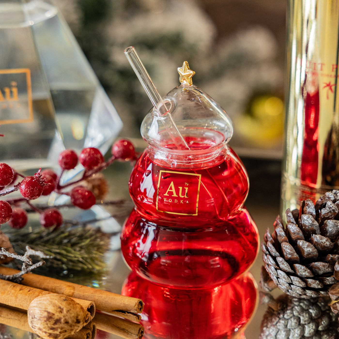 Au Vodka Christmas Tree Glass