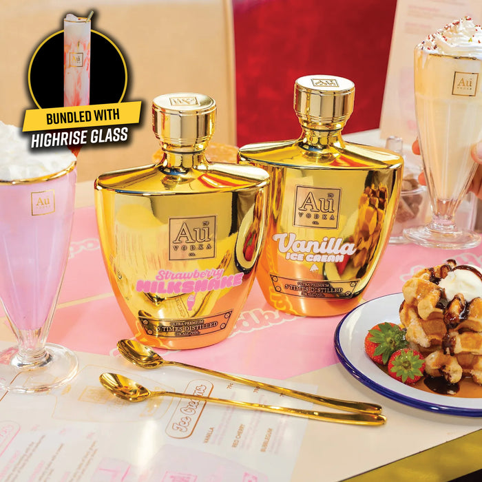 Au Vodka Any Milkshake 70cl & Highrise Glass