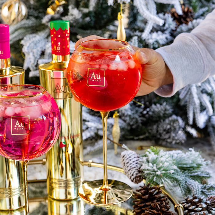 Au Gold Stem Bubble Glass