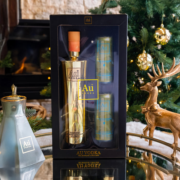 Au Vodka Signature Bottle & Cans Gift Set