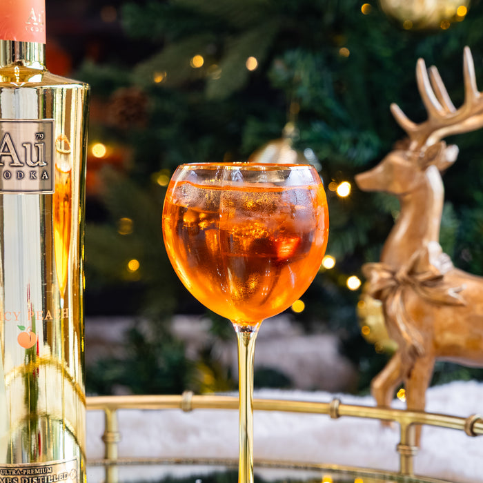 Au Vodka Juicy Peach 70cl & Peach Gold Stem Glass