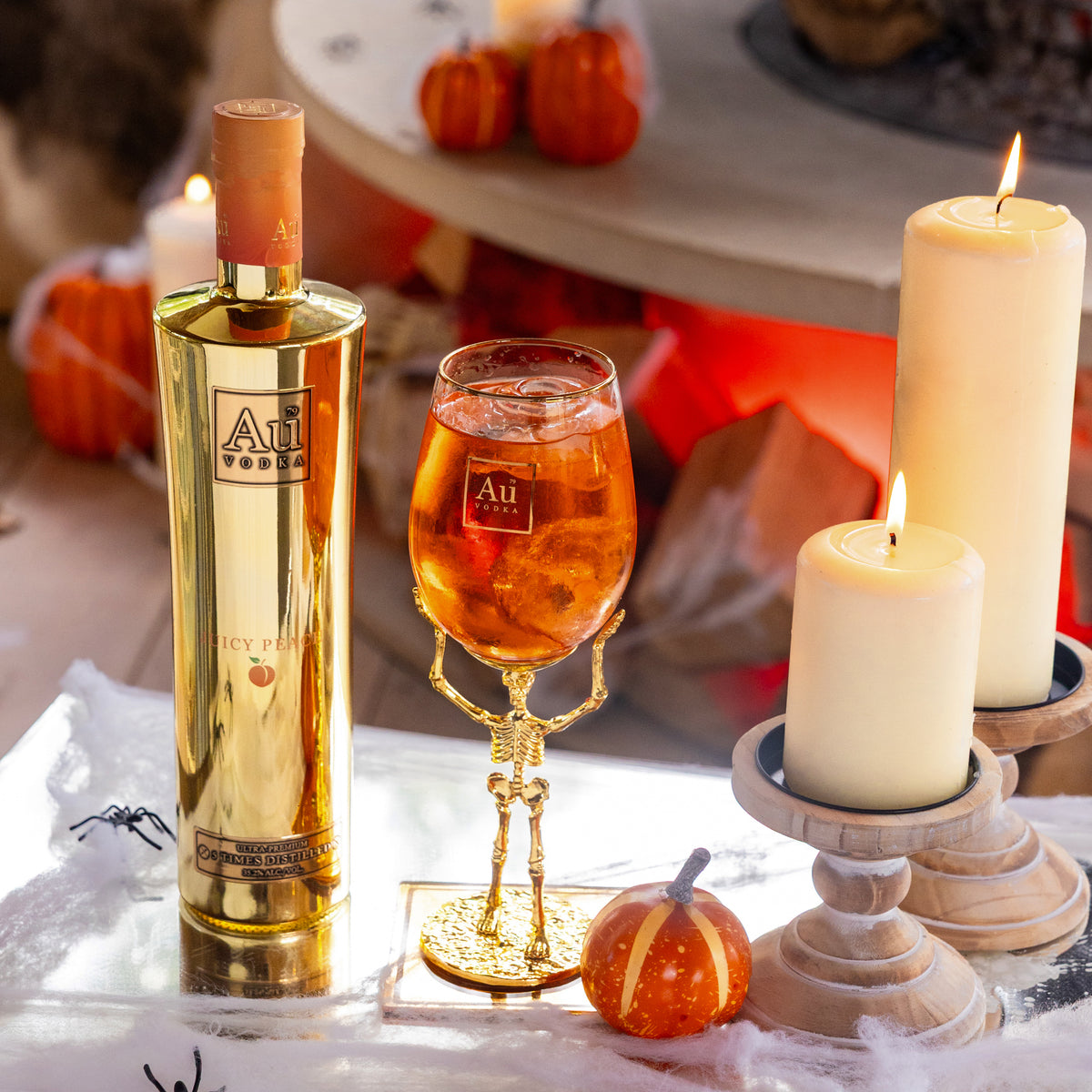 Au Vodka 70cl & Long Stem Skeleton Glass