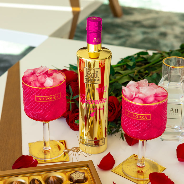 Au Vodka Valentine's Edition 70cl & 2x Crystal Cocktail Glass