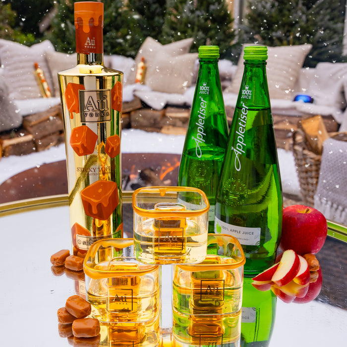 Au Vodka Sticky Toffee 70cl & 2x Bomb Glass Bundle