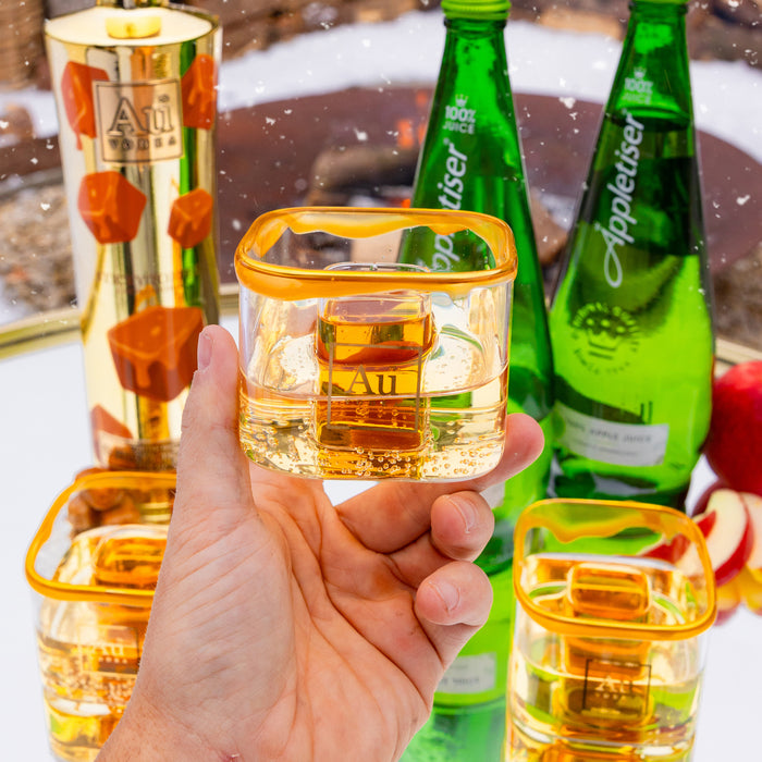 Au Vodka Sticky Toffee 70cl & 2x Bomb Glass Bundle