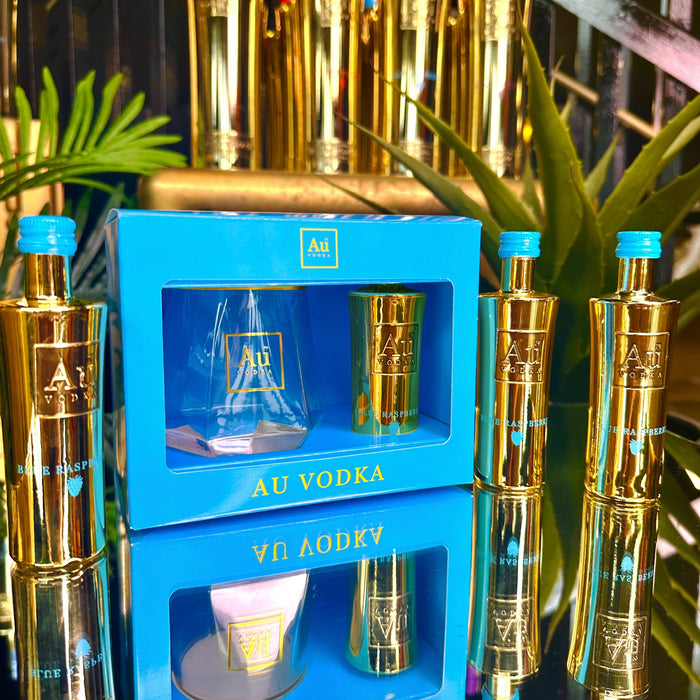 Au Vodka Blue Raspberry Miniature & Diamond Cup Gift Set - Au Vodka