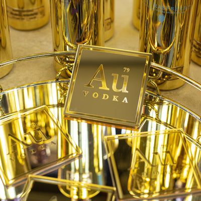 AU SQUARE GOLD MIRRORED COASTERS - Au Vodka